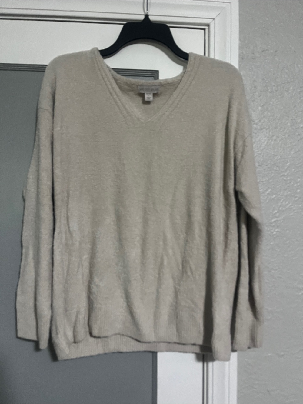 Barefoot Dreams CozyChic Light V-Neck Sweater in Beige